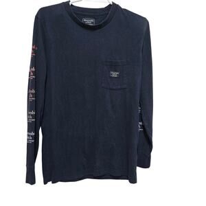 Abercrombie Fitch Navy Logo Long Sleeve Pocket Tee Small